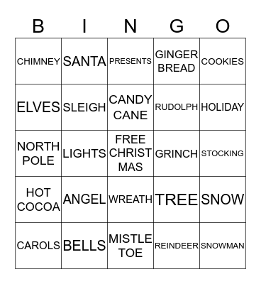 CHRISTMAS BINGO Card