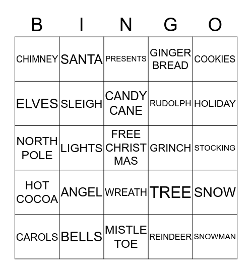 CHRISTMAS BINGO Card