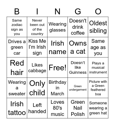 Michael's 30th Birthday St. Patricks Day Bingo Card