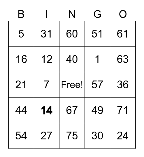 OYAA FRIDAY FUN NIGHT Bingo Card