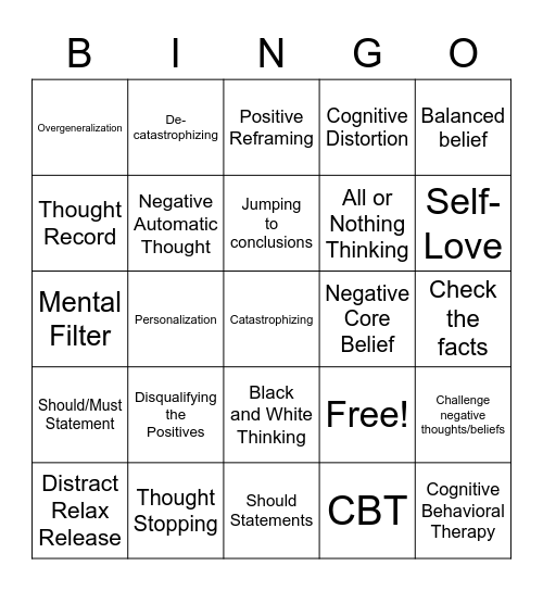 CBT Bingo Card