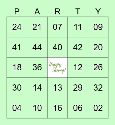 SPRING Bingo Card