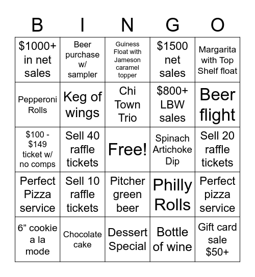 OC Grant Bingo Card