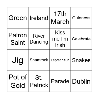 Luck of the Irish Bingo! Bingo Card