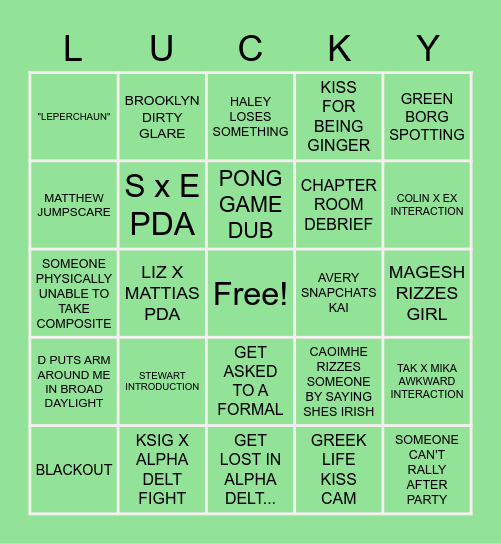 ST PADDYS BINGO Card