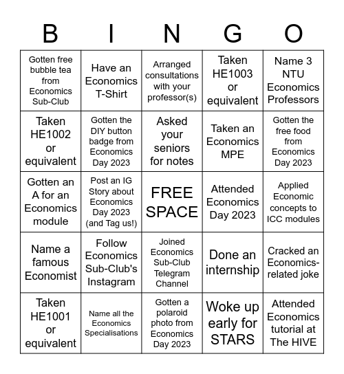 Economics Day BINGO! Bingo Card