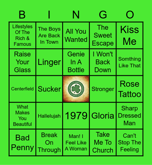 Irish American Singers Bingo Card