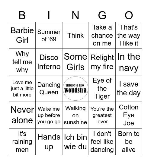 Muziekbingo Duo Woudstra Disco (2024) Bingo Card