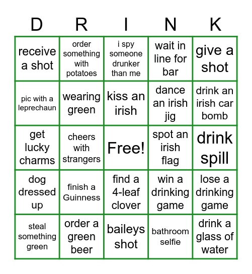 St. Patty's Bing Bong Bingo Card