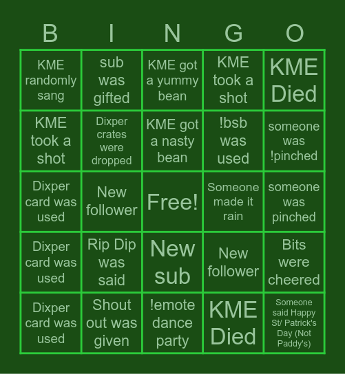 lilmisskme's St. Patrick's Day Bingo Card