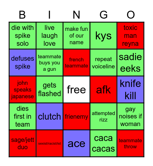 VALORANT DRINKING GAME Bingo Card