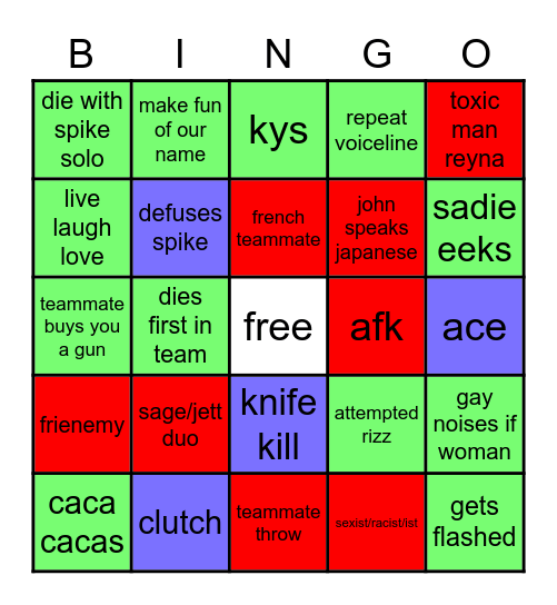 VALORANT DRINKING GAME Bingo Card