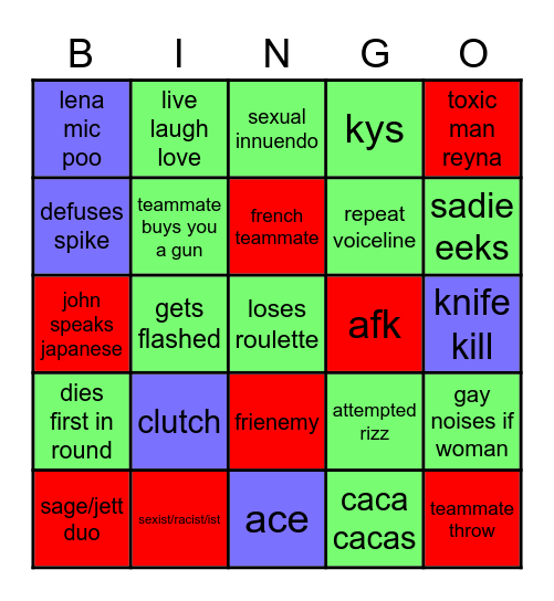 VALORANT DRINKING GAME Bingo Card