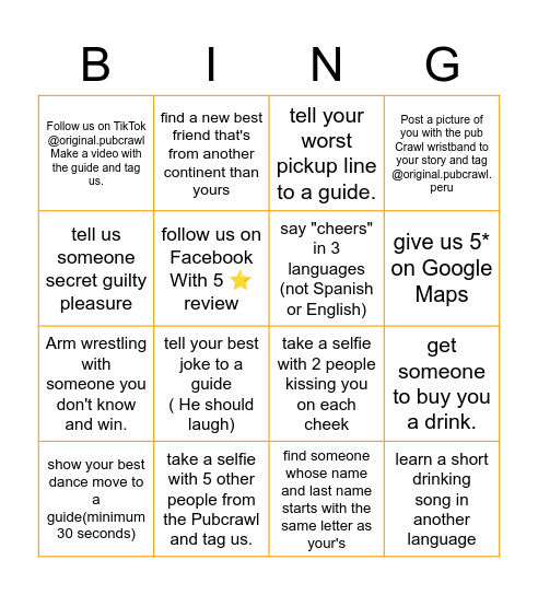 Bingo - New version Bingo Card