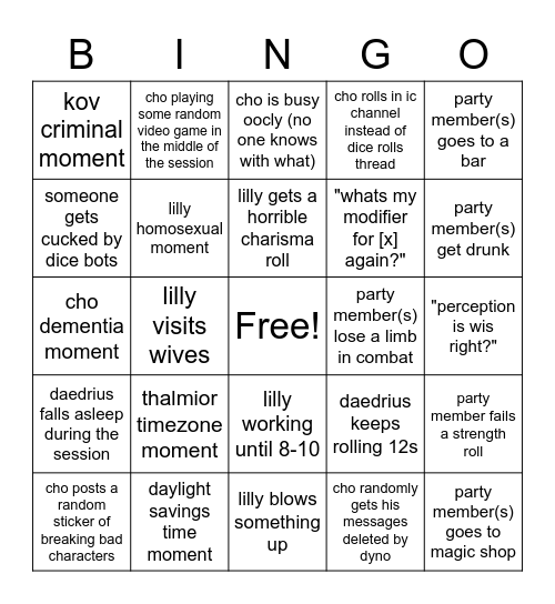 Untitled Bingo Card