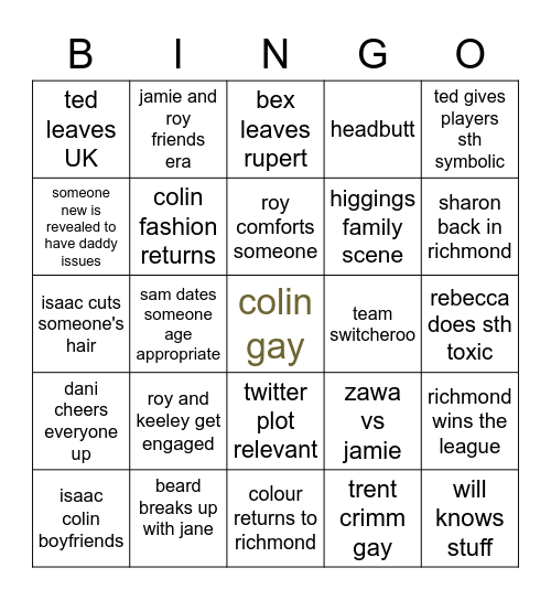 ted lasso s3 Bingo Card