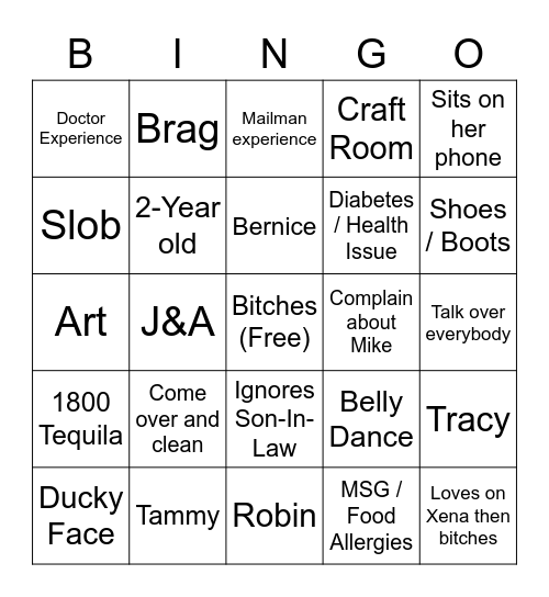 Grandma Bingo Card