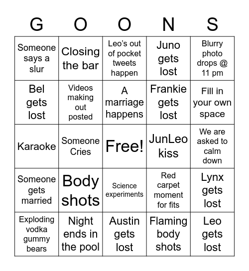 The Goon Squad Degenerate St. Paddy’s Bingo Card
