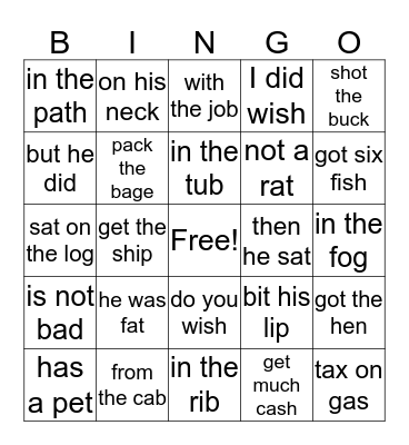WILSON 1.3 b phrase -2 BIngo Card