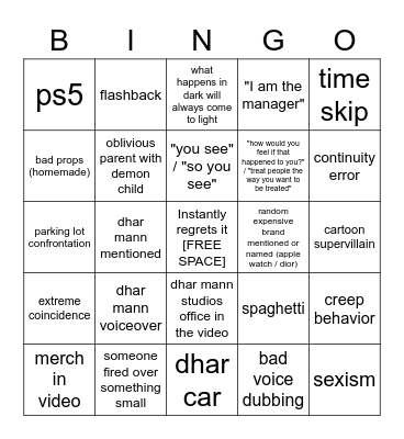 Dhar Mann Bingo v3 Bingo Card