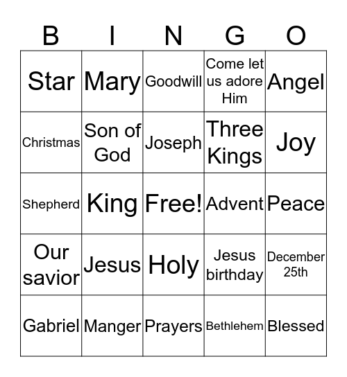 Christmas Bingo Card