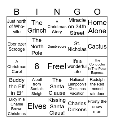 Holiday Bingo Card