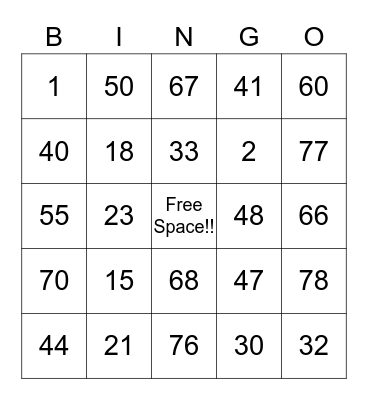 Merry Christmas Bingo Card