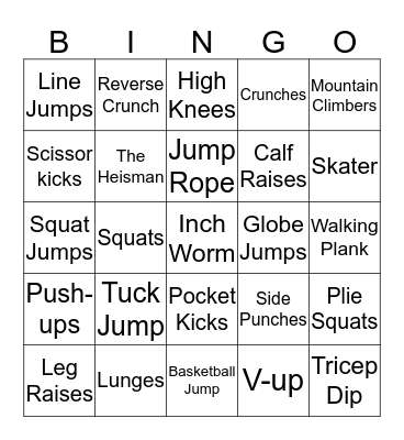 FITNESS BINGO Card
