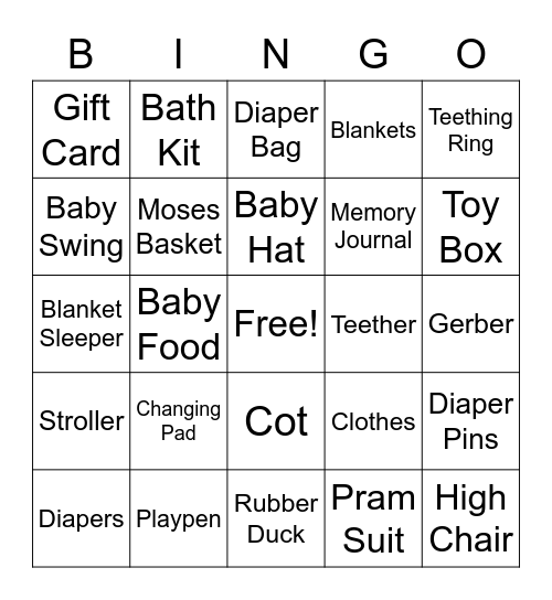 Baby Bingo Card