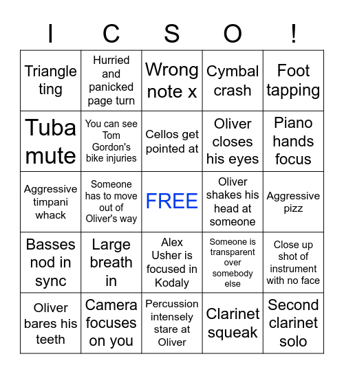 ICSO Cadogan Bingo Card