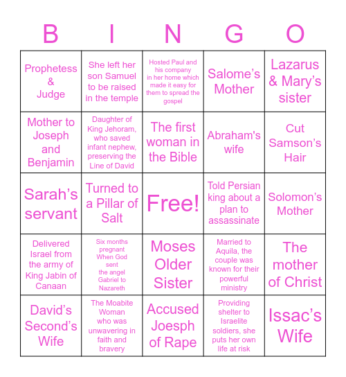 Sisterhood Bingo Bible Edition Bingo Card