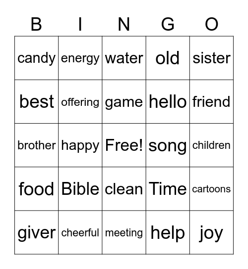 Giving Bingo Card
