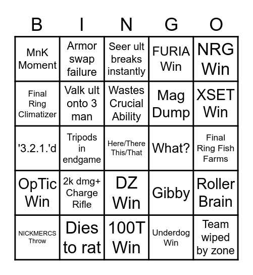 NA ALGS - Game Day #3 - B vs. C Bingo Card