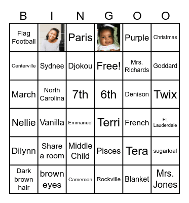 All About Reagan Bingo Card