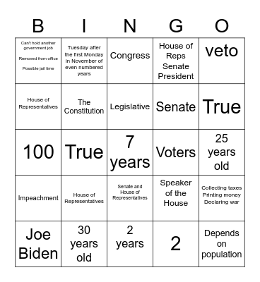 ARTICLE 1 BINGO Card