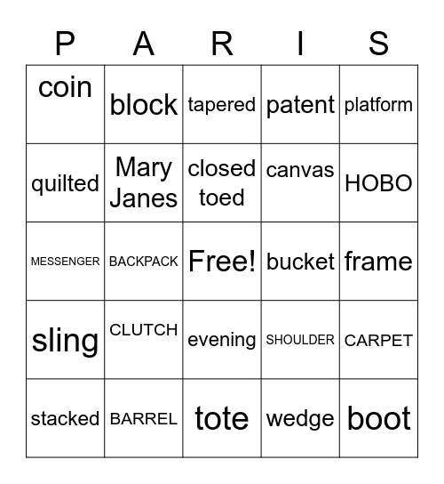 Heels & Handbags Bingo Card
