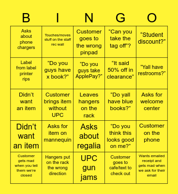 GM Bingo Card