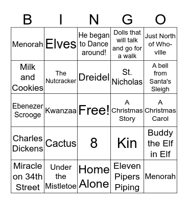 Holiday Bingo Card