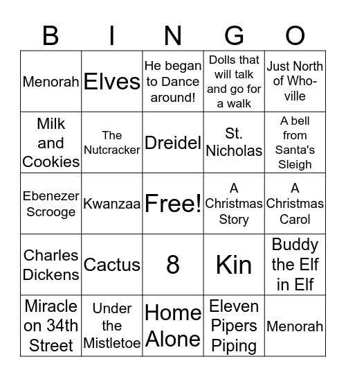 Holiday Bingo Card
