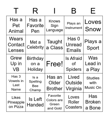 Find Someone Who Bingo Card