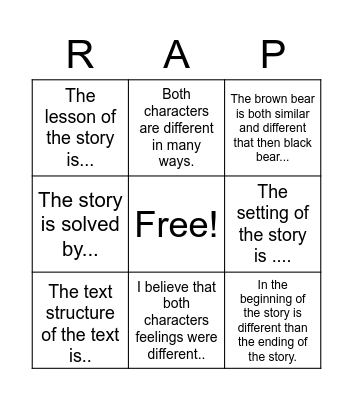 R.A.P Bingo Card