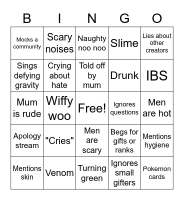 Elphaba lives Bingo Card