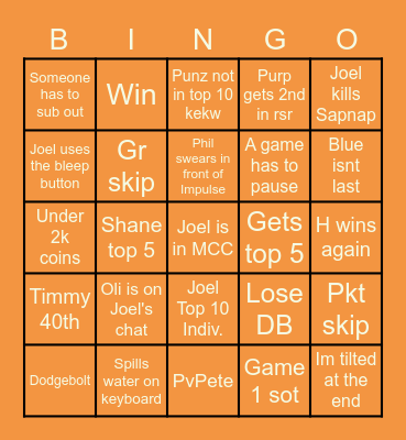 MCC 29 Bingo Card
