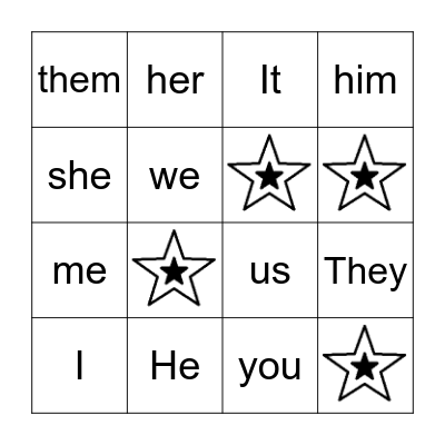 PRONOUNS Bingo Card