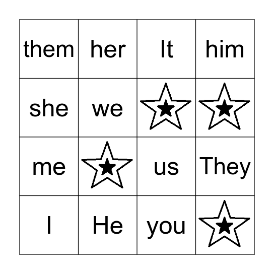 PRONOUNS Bingo Card