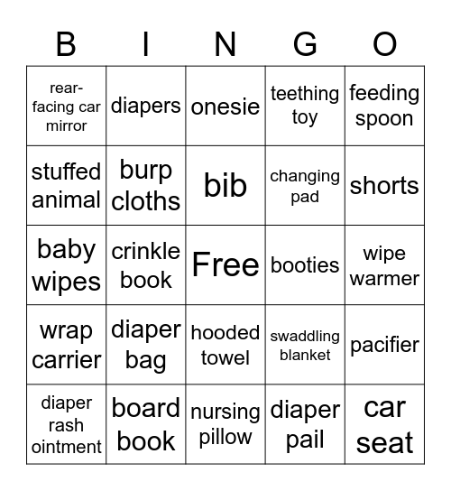 Val & Logan Baby Shower Bingo Card