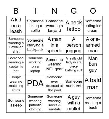 Senior Trip 2023 Bingo Card