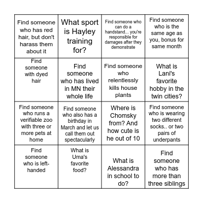 Spring Equinox Scavenger Hunt Bingo Card