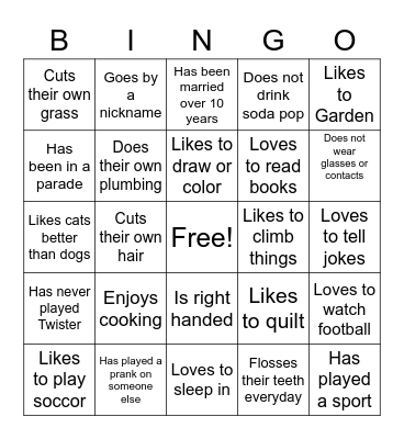 FAMILY BINGO Card