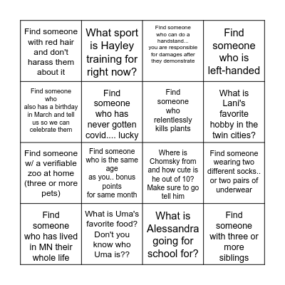 Spring Equinox Scavenger Hunt Bingo Card